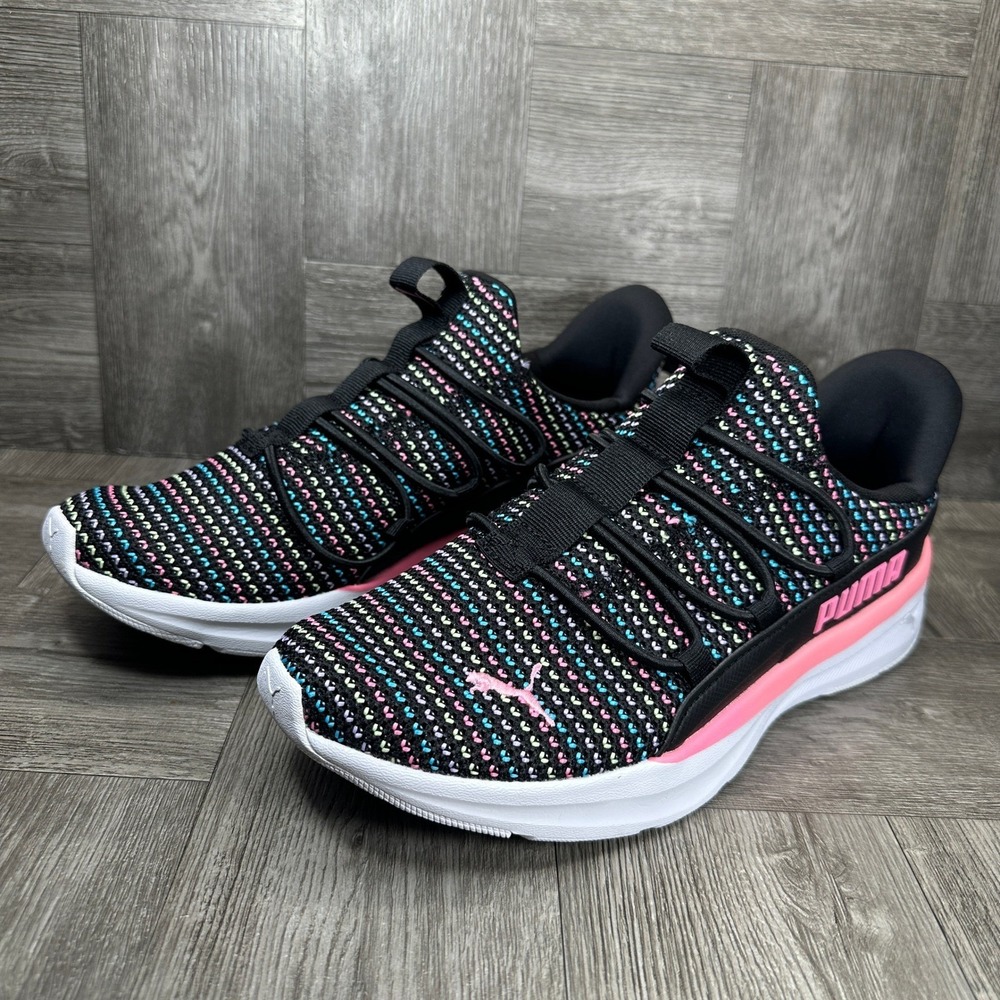 Puma One4All 2.0 Slip On Womens 7.5 Black Pink Multi Knit Athletic Sneakers NEW - Picture 3 of 8